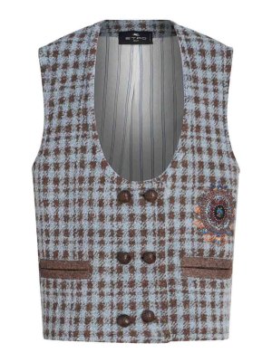 ETRO: vests - Checked wool blend vest