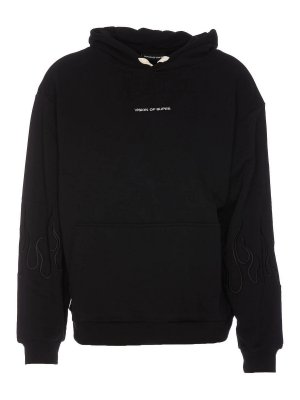VISION OF SUPER: Sweatshirts & Sweaters - Black flames hoodie