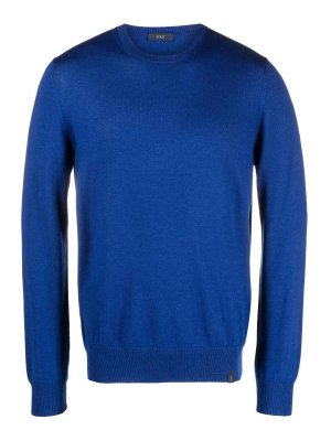 FAY: Strickpullover mit Rundhalsausschnitt - Rundhalspullover - Blau