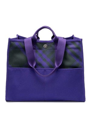 Borsa MARNI MARKET in lana tecnica marrone e viola