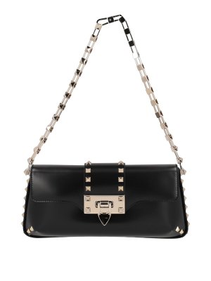 VALENTINO GARAVANI: cross body bags - Rockstud shoulder bag in brushed leather