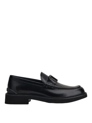 HOGAN ブラックレザー ローファー Loafers Hogan 10-Storey BLACK for Woman