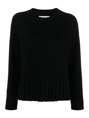 JIL SANDER: Strickpullover mit Rundhalsausschnitt - Rundhalspullover - Schwarz