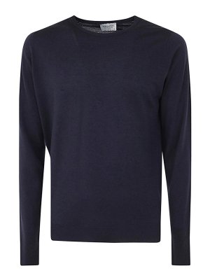 JOHN SMEDLEY: Strickpullover mit Rundhalsausschnitt - Rundhalspullover - Blau