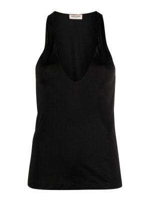 SAINT LAURENT: Tops & Tank tops - Deep neckline jersey top