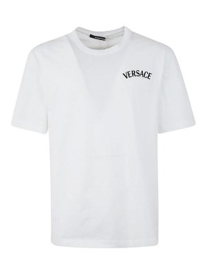 VERSACE: t-shirt - T-shirt con stampa timbro Milano