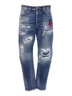 【送料&関税込】Moncler Genius Ripped Blue Jeans MONCLER GENIUS + 8 Palm Angels distressed high-rise straight