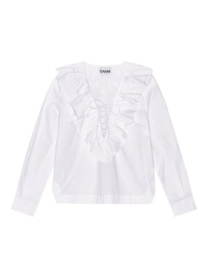 GANNI: Blouses - Blouse - Blanc
