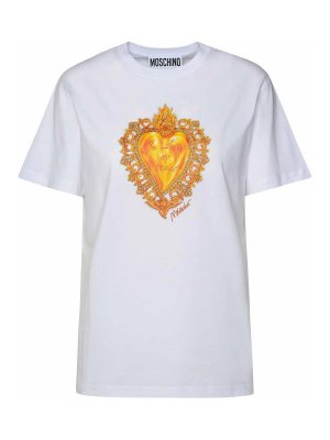 MOSCHINO: t-shirts - Heart print t-shirt