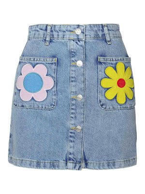 MOSCHINO: mini skirts - Patterned denim skirt