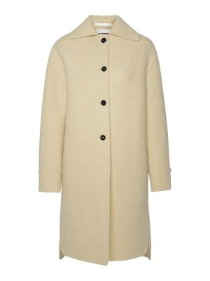 JIL SANDER: short coats - Cream wool coat