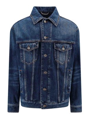 DOLCE & GABBANA: casual jackets - Denim jacket with logoed label