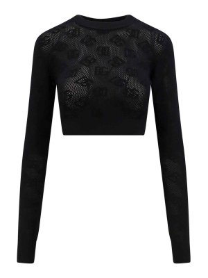 DOLCE & GABBANA: Tops & Tank tops - Viscose mesh top with all-over dg logo