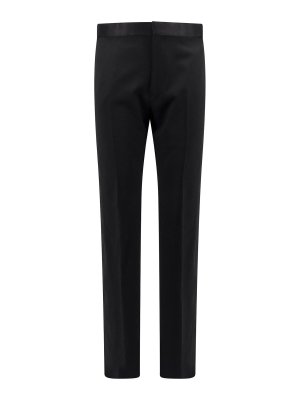 TOM FORD: casual trousers - Virgin wool trouser with satin profiles