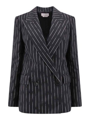ALEXANDER MCQUEEN: giacche blazer - Blazer doppiopetto gessato spezzato