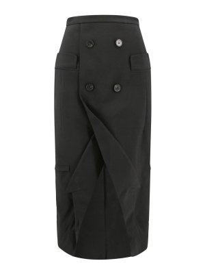 ALEXANDER MCQUEEN: Knee length skirts & Midi - Certified wool upside-down skirt