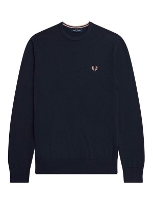 FRED PERRY: Strickpullover mit Rundhalsausschnitt - Rundhalspullover - Blau