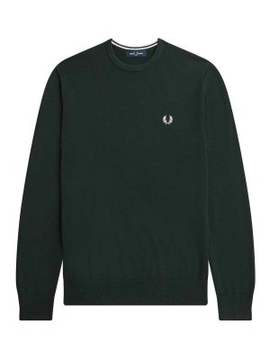 FRED PERRY: Strickpullover mit Rundhalsausschnitt - Rundhalspullover - Grün