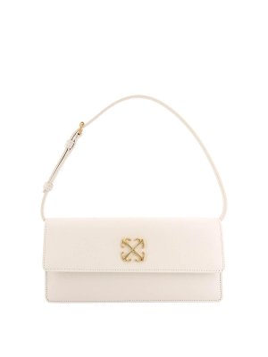 OFF-WHITE: shoulder bags - Leather shoulder bag with metal arrow logo