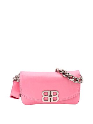 BALENCIAGA: shoulder bags - Leather shoulder bag with metal monogram