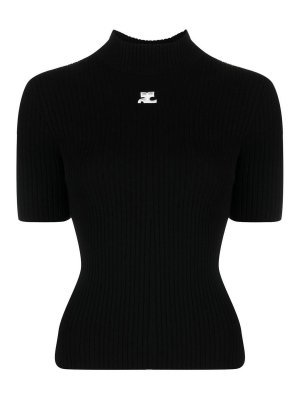 Courreges: Pull col rond - Pull Col Rond - Noir