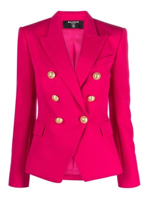 Balmain: giacche blazer - Blazer doppiopetto in lana