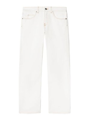 OFF-WHITE: straight leg jeans - Contrast-stitching straight-leg jeans