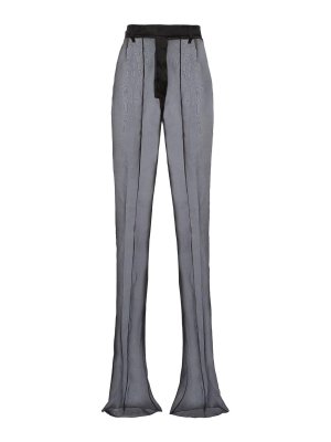 PRADA: casual trousers - Semi-sheer flared trousers