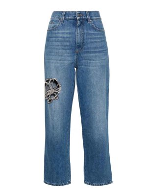 デニム・ジーパン Michael Kors Woman Jeans Denim MR49041FAU 913 Pintucked Denim Wide-Leg Jeans | Michael Kors [US]