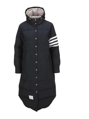 THOM BROWNE: padded coats - 4-bar hooded padded coat