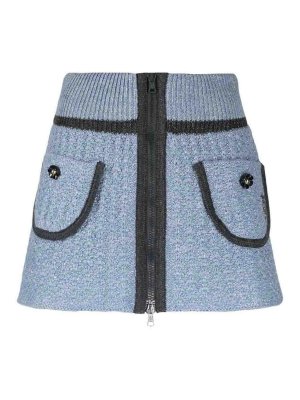 CORMIO: mini skirts - Floral-embroidery knitted miniskirt