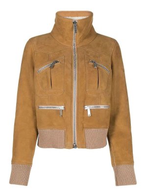 DSQUARED2: casual jackets - ribbed-detail zipped-up bomber jacket