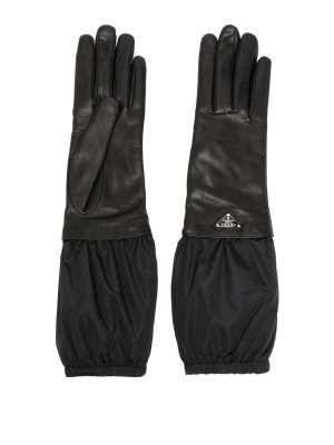 PRADA: gloves - triangle-logo leater gloves