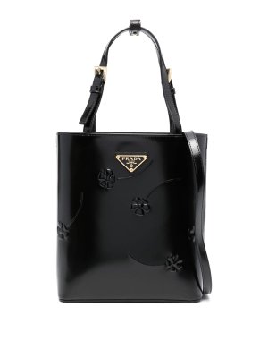 PRADA: totes bags - floral-embossed leather tote bag