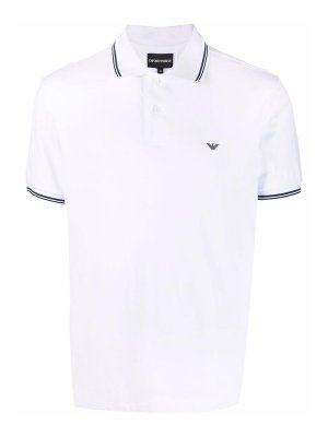 EMPORIO ARMANI: polo shirts - Bright White Logo Print Polo Shirt