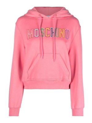 MOSCHINO: Sweatshirts & Sweaters - Rose pink embroidered-logo hoodie