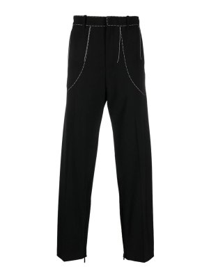 OFF-WHITE: casual trousers - Blackwhite stitch tailored trousers