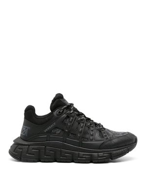 VERSACE: trainers - Black baroque sneakers