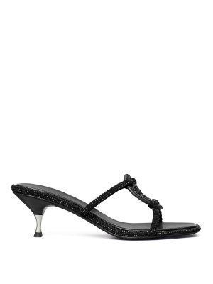 TORY BURCH: sandals - Glitter logo sandal square toe