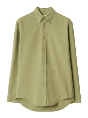 BURBERRY: shirts - Logo-embroidered cotton shirt