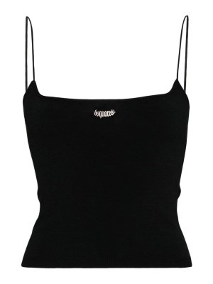 DSQUARED2: Tops & Tank tops - Logo-plaque knitted crop top