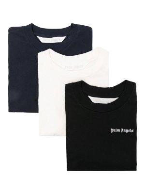 Palm Angels: t-shirts - Classic embroidered-logo t-shirt