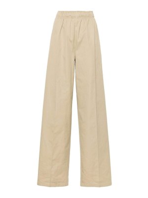 PRADA: casual trousers - Wide-leg cotton trousers