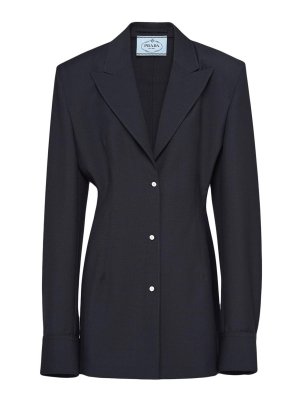 PRADA: casual jackets - Single-breasted mohair shirt jacket