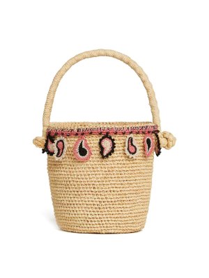 ALANUI: totes bags - Paisley rafiaa basket bag