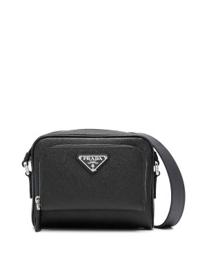 PRADA: cross body bags - Enamel-logo messenger bag