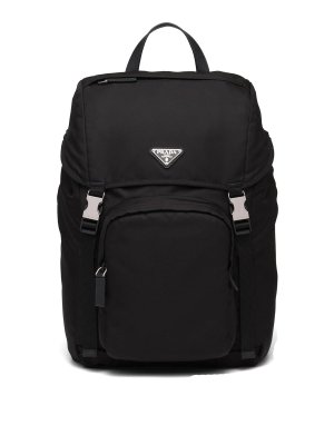 PRADA: backpacks - Logo-plaque multi-pocket backpack