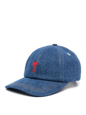 AMI PARIS: hats & caps - Red adc embroidery cap