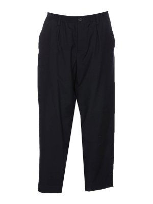 Marni: pantaloni casual - Pantaloni blu con bottoni elasticizzati