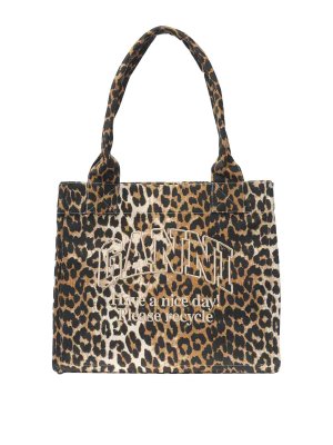 GANNI: totes bags - Large logo easy printed shopper bag